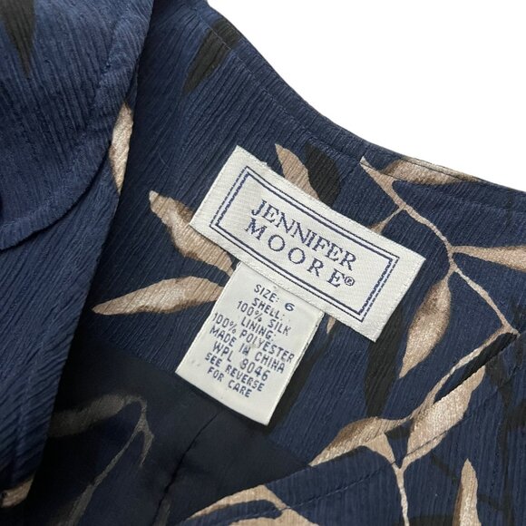 Vtg Jennifer Moore Silk Fall Floral Print Sleeveless Maxi Dress Navy 6 Grunge - Picture 5 of 10